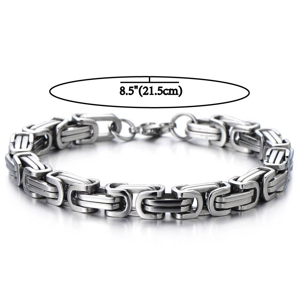 COOLSTEELANDBEYOND Masculine Style Stainless Steel Braid Link Bracelet for Men Silver Color Polished