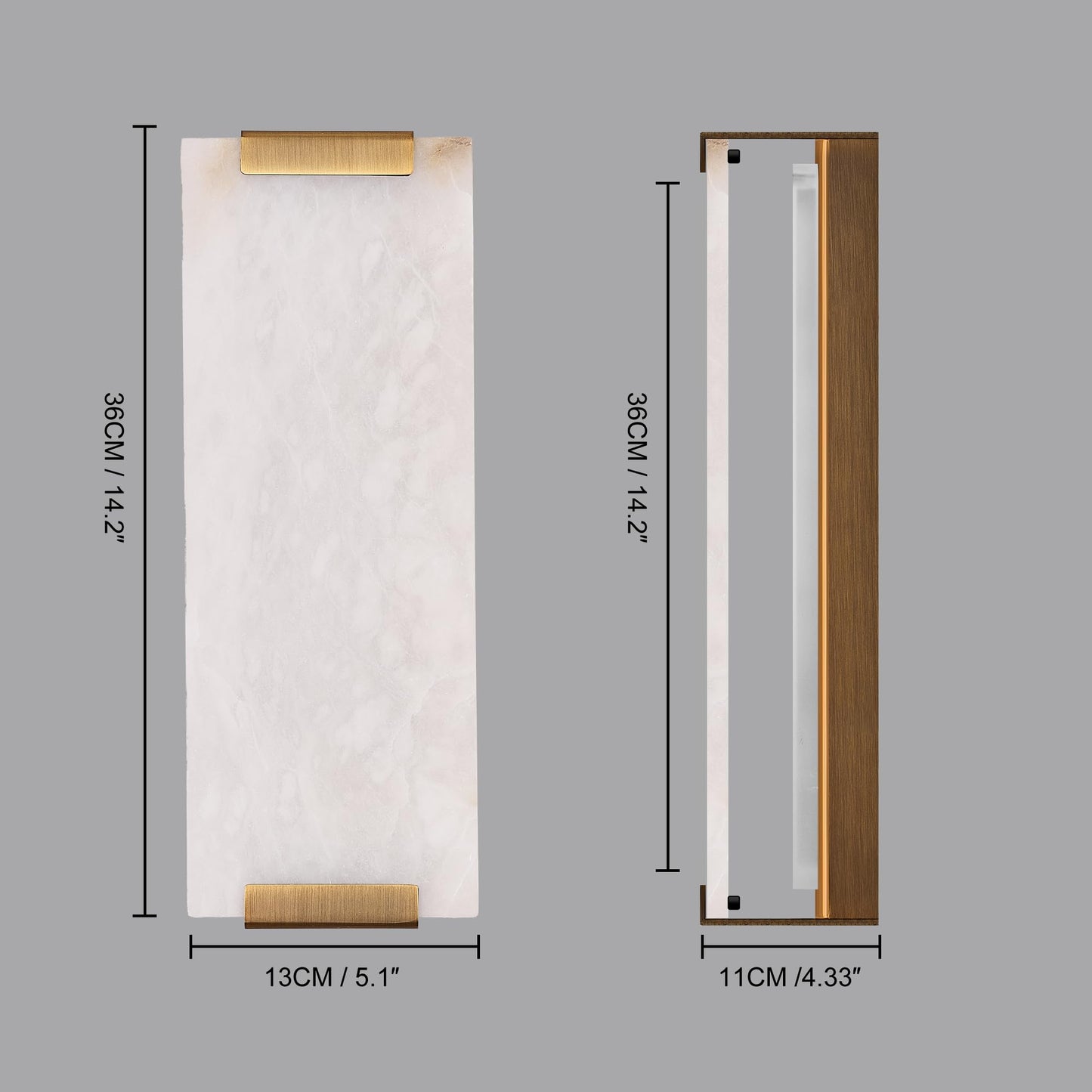 ylinksee 14.2 in Brass Alabaster Wall Sconces, Natural Marble Wall Sconces Indoor Alabaster Sconces for Living Room, LED Modern Alabaster Sconces Wall Lighting for Dining Room,Bedroom,Stairs
