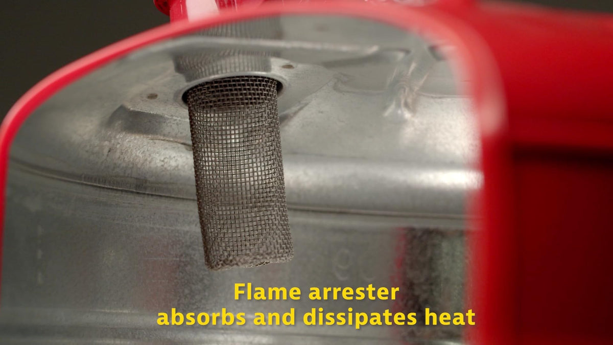 Justrite 1 Quart Type I Red Safety Gas Can for Gasoline with Flame Arrester, Self-Closing Lid, and Trigger Handle, Made in the USA, Galvanized Steel Flammable Storage Can, 10101