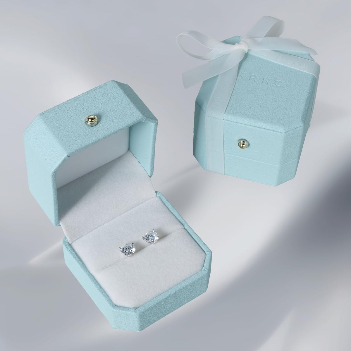KRKC 0.6-3ct Moissanite Stud Earrings, D Color VVS1 Clarity, Lab Created Diamond Stud Earring for Women, 14K White Gold S925 Sterling Silver Earrings Friction Back for Women Men, Hypoallergenic