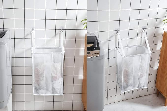 ALYER Wall Hanging Mesh Laundry Hamper, Over the Door Large Storage Bag