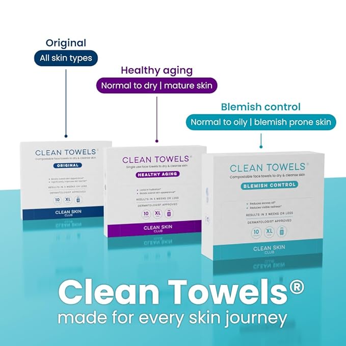 Clean Skin Club Blemish Control Clean Towels® XL, Travel Pack, Face Towels