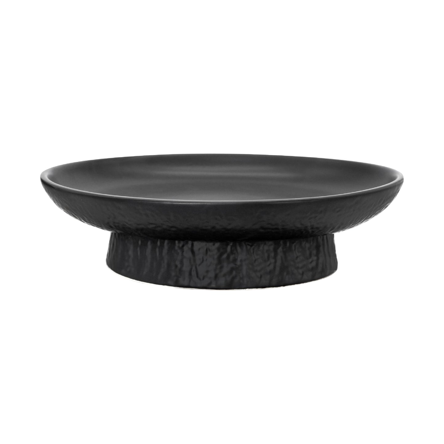 seicasaya 11 Inch Fruit Bowl Matte Black Ceramic Decorative Pedestal Centerpiece (Black)