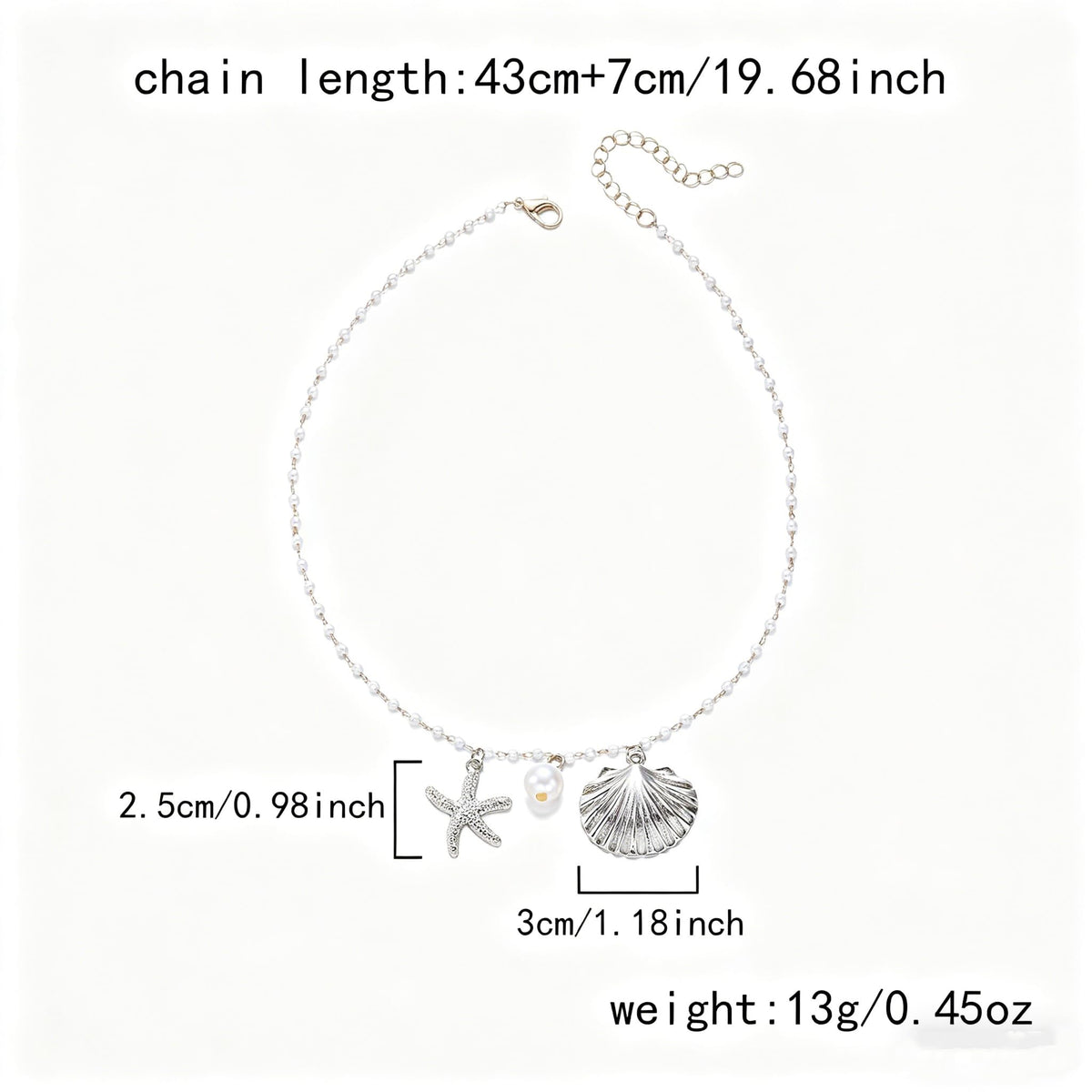 Shell Starfish Necklace for Women Gold Plated Pendant Pearl Necklace Boho Beaded Dainty Adjustable Necklaces Shell Conch Summer Beach Cuff Jewelry Accessories