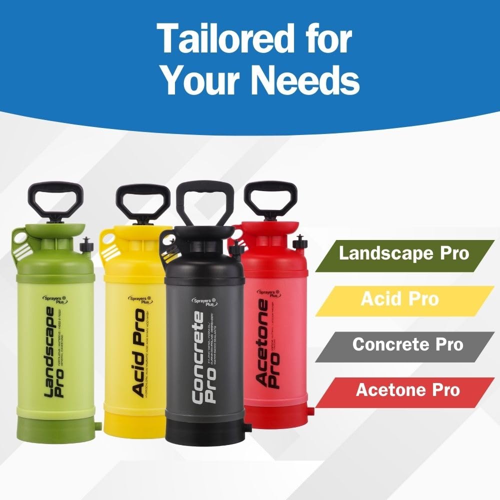 Concrete Sprayer 2 Gallon Chemical Resistant Compression Pump Sprayer for Form Oil, Water-Based Sealers,Construction Chemcial, Adjustable Pressure, Industrial Grade Durability Brass Nozzles