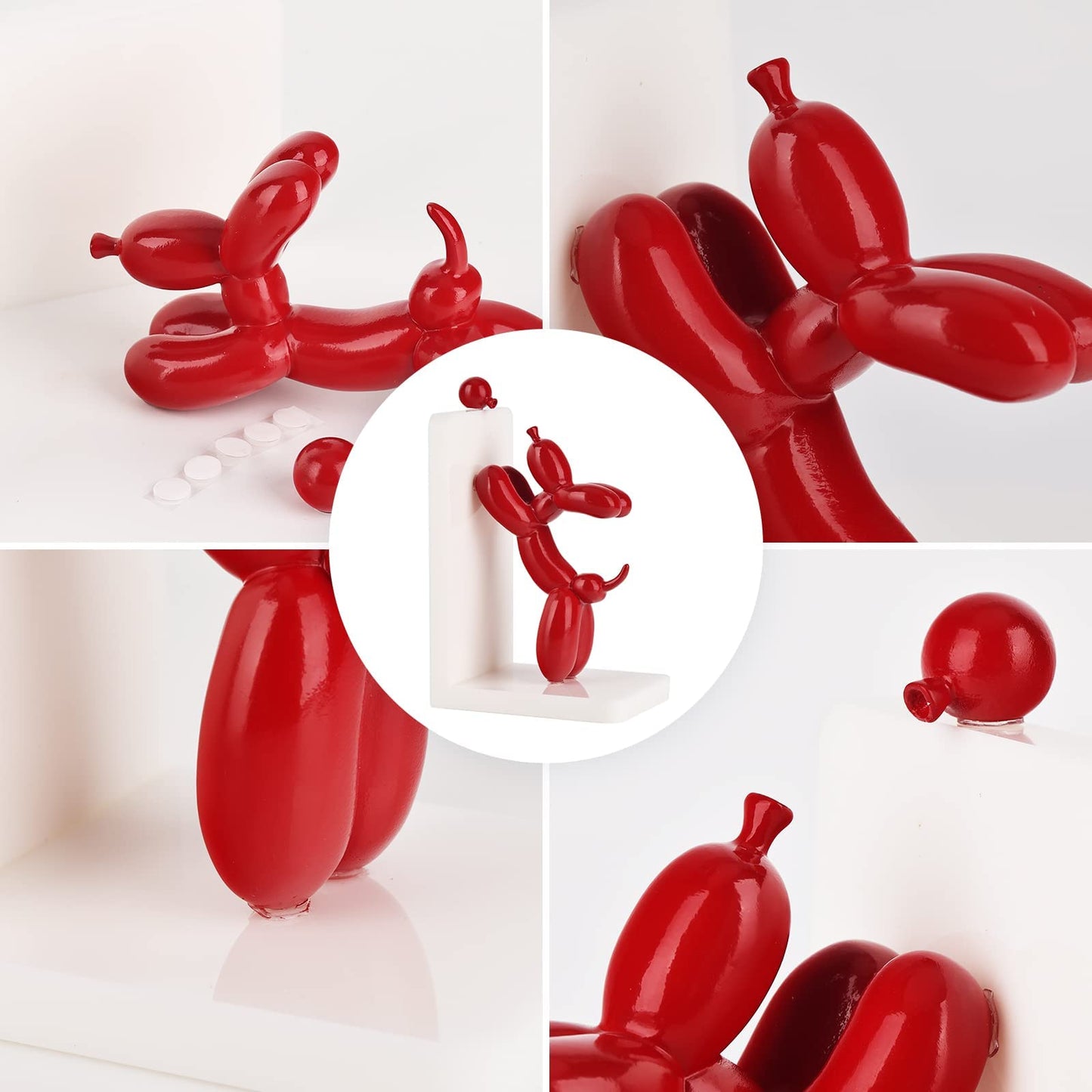 ZHANYUN Resin Balloon Dog Book Ends Decorative,Balloon Dog Bookends Animal Bookends,Animal Book Ends for Kids Books,Cute Bookends Unique Book Ends Book Stopper Book Holder for Shelf Office Home Decor