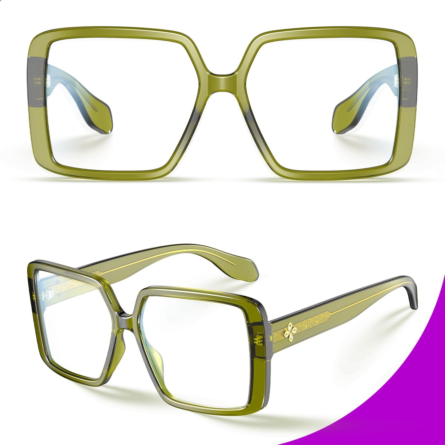 VISOONE Oversized TR90 Blue Light Blocking Glasses Fashion Accessories Non Prescription for Women Harvard