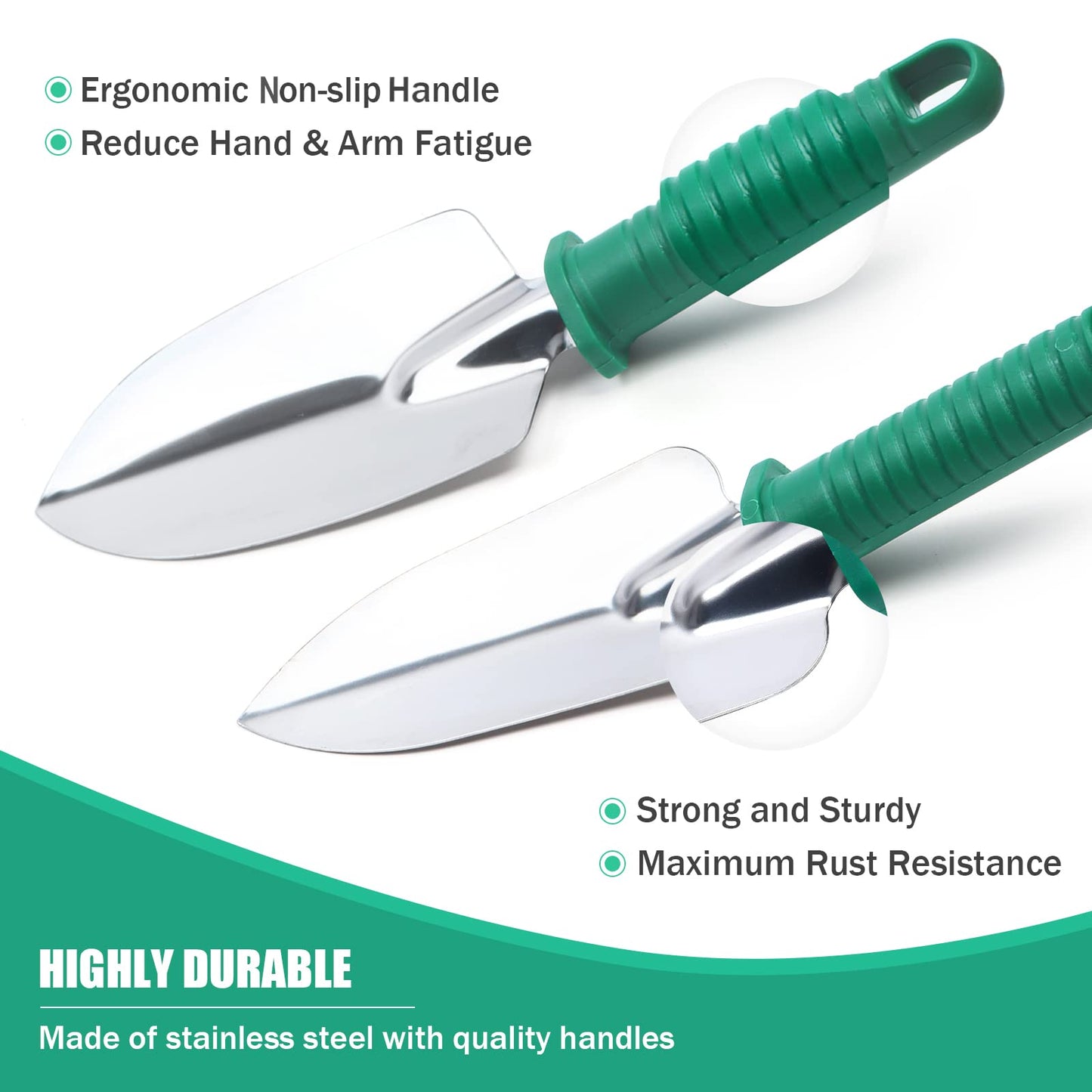GIOVARA Stainless Gardening Tools Set (10 Pieces Green)