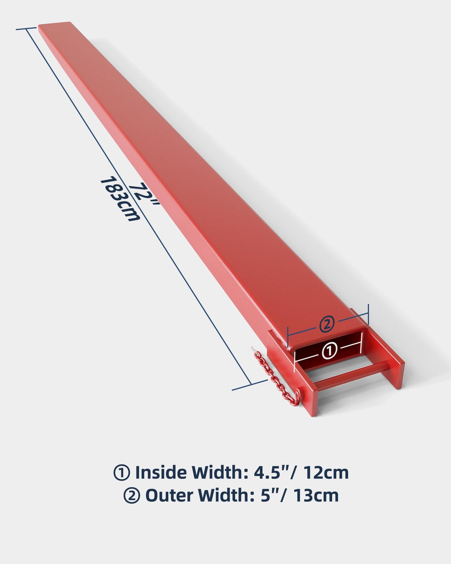 72" Forklift Fork Extensions, Q345 Steel Sleeves with 4.5" Inside Width, 6mm Thick Heavy Duty Pallet Fork Extenders for Standard Forks