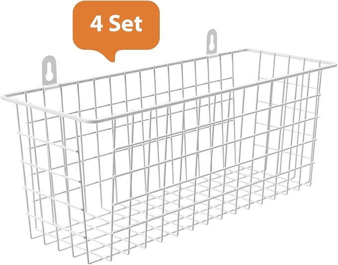 MaraFansie Wire Basket 4-Pack Hanging Wall Organizer Cabinet Storage Basket