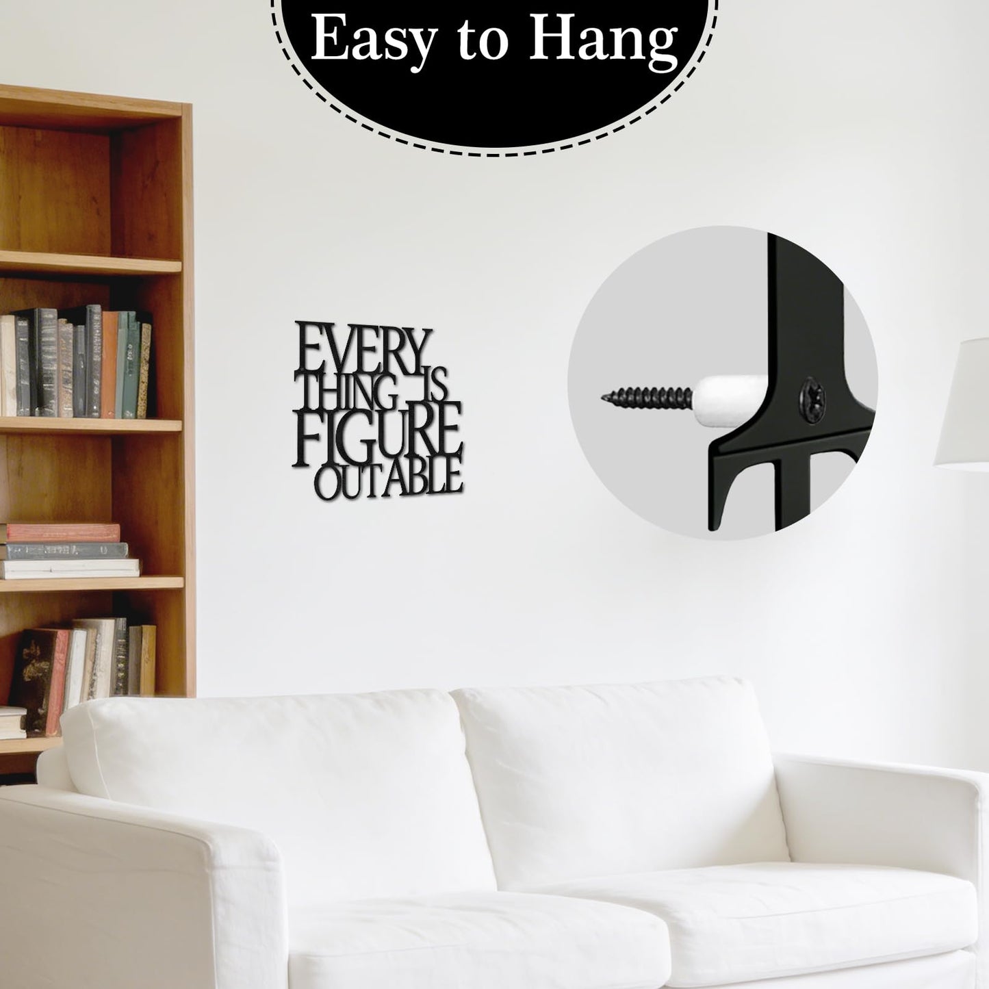 Home Office Decor Motivational Black Metal Wall Art Inspirational Farmhouse Wall Decor for Living Room,Bedroom,Bathroom-Everything is Figureoutable Encouragement Appreciation Gifts for Coworkers Women