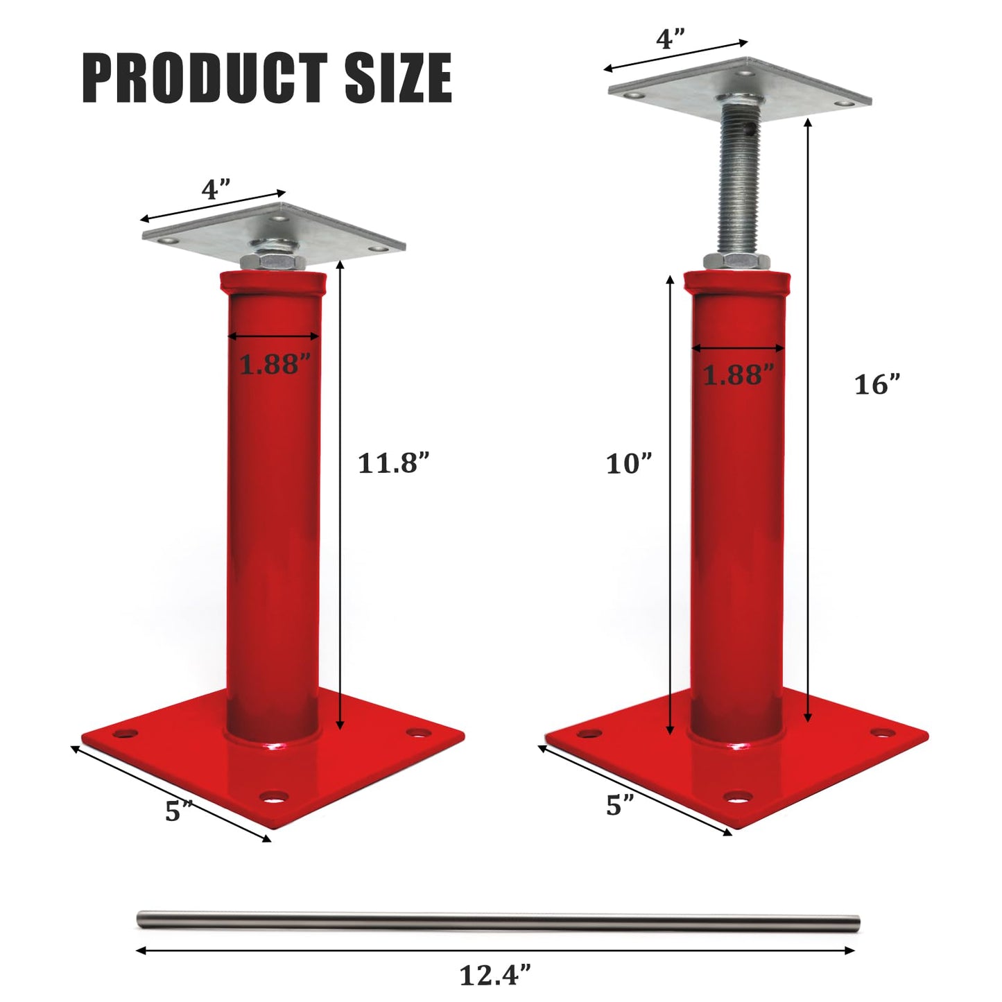 OPERMAXER House Jacks for Leveling Crawlspace, 11" -16" Height Range,9920 lbs to 6860 lbs Height Capacity (Each),Floor Jacks Joist Beam Brace for Cellar Ceiling - Screw Pole Jack, 2 Pack