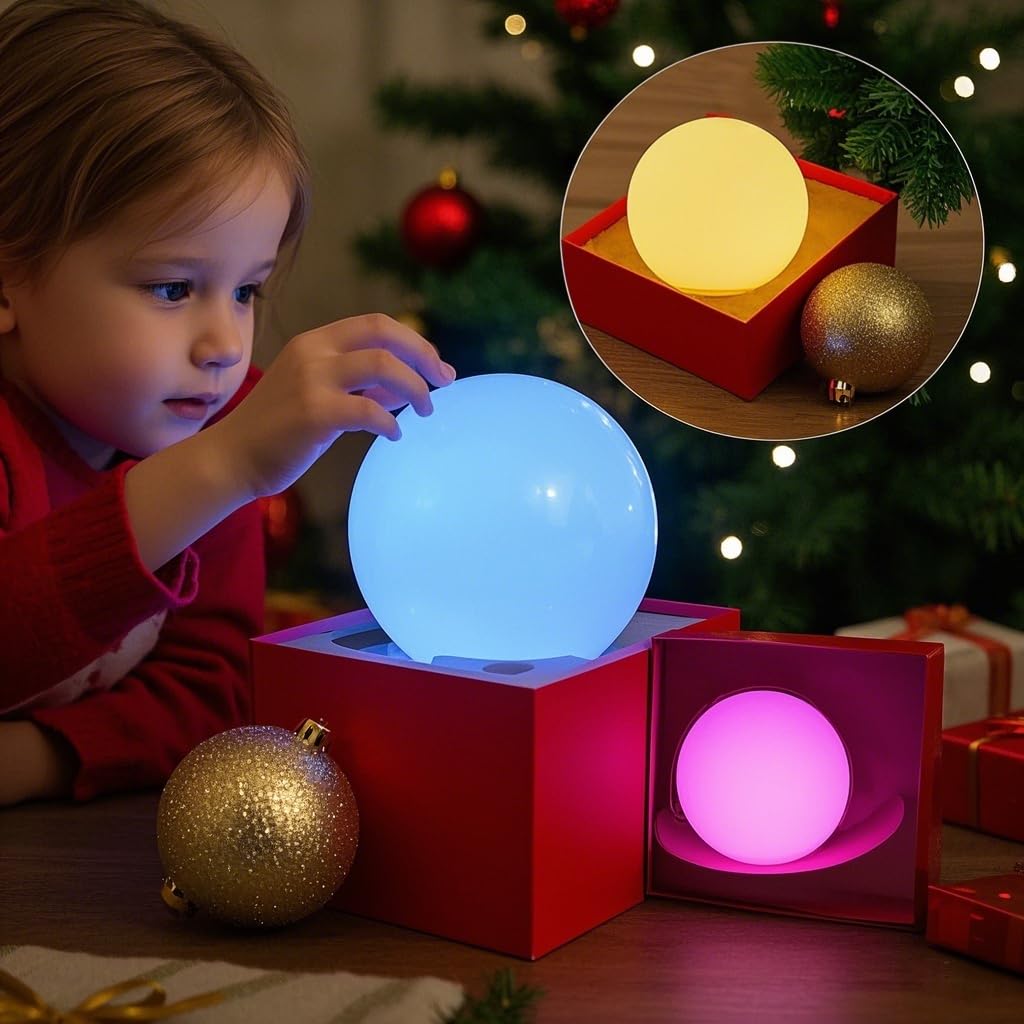 COPU LED Ball Light, 6-inch Glowing Orb Light, Rechargeable Globe Lamp, Dimmable Mood Lights W/Remote, Waterproof Ambient Lighting Lamp for Desk Bedroom Bathroom Patio