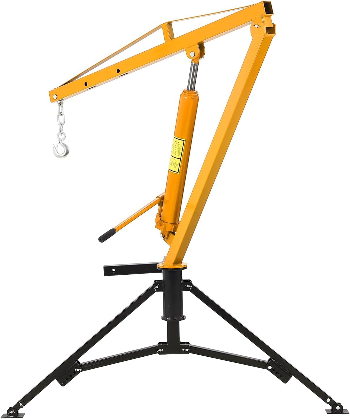Towallmark Hydraulic Pickup Truck Crane, 1000 LBS Capacity Hitch Mounted Crane with 360° Swivel, 3 Adjustable Capacities (500 to 1000 LBS) for Construction Goods Lifting, Yellow