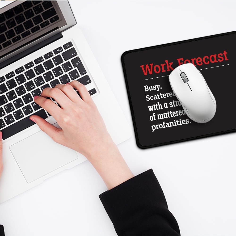 Juoqg Work Forecast Rectangular Mouse Pad, Funny Employee Mousepad, Funny Sarcastic Mouse Pad Gift for Teacher Colleague Coworker,Office Humour Gift for Employee Manager Boss Colleague