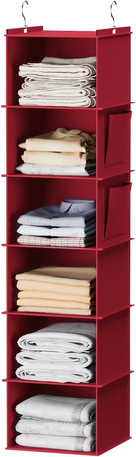 YOUDENOVA Hanging Closet Organizer and Storage, 6-Shelf Closet Hanging Storage