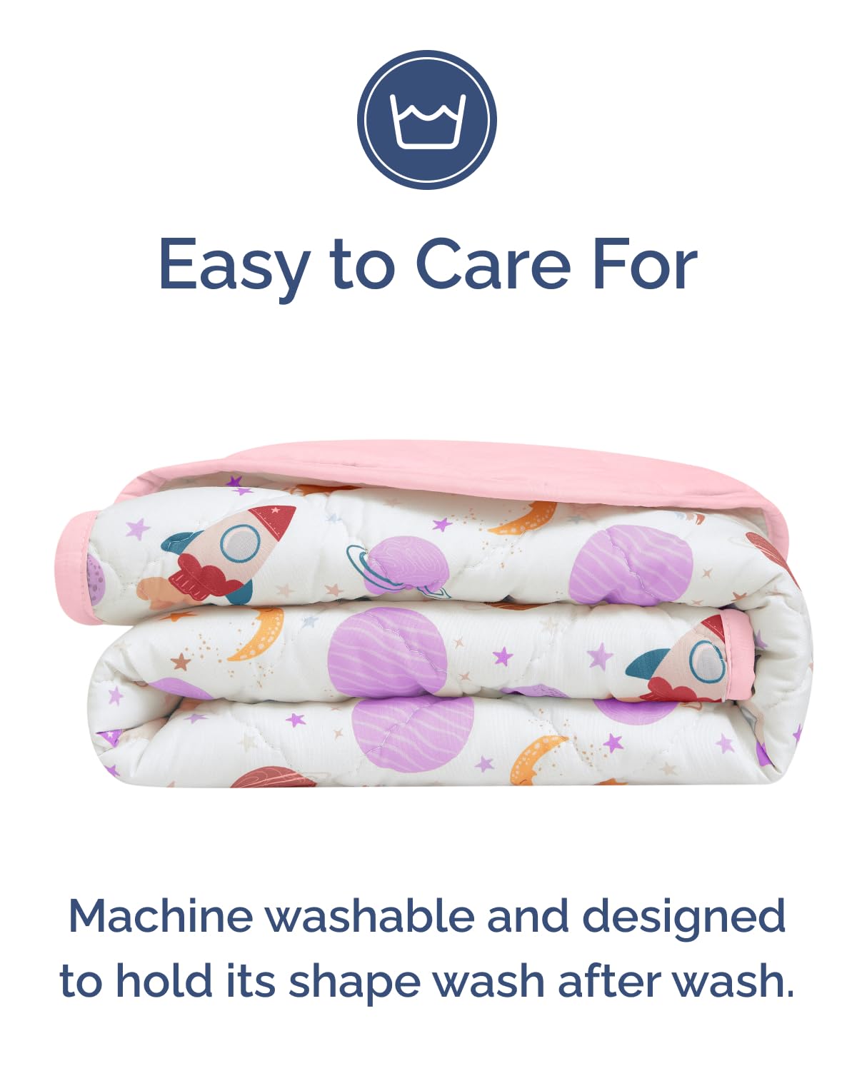 Space Girl Toddler Comforter - Down Alternative Toddler Microfiber Comforter - Lightweight & Warm Baby Quilt Blanket - Soft & Breathable - Kids Duvet Insert Crib & Stroller - Machine Washable - 39x47