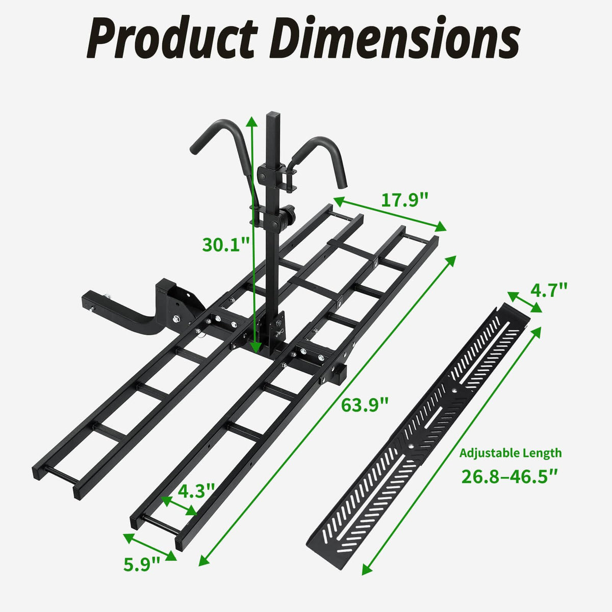 Bike Rack Hitch Mount with Ramp for 2 Bikes – Platform Ebike Rack with Anti-Theft Lock Fits Fat Tires up to 220 lbs – Foldable & Tilt Electric Bike Rack for SUV, Truck, RV – 2'' Hitch Receiver