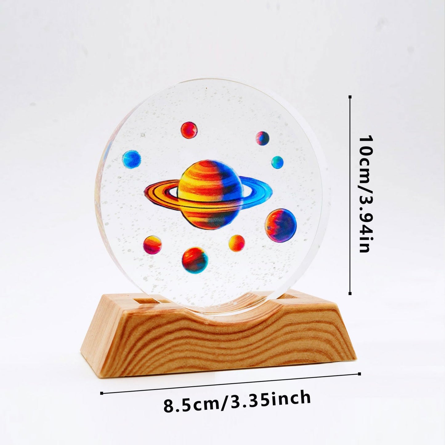 BJSYLTEK 3D Crystal Space Night Light, Saturn Planetary Galaxy Lamp for Kids & Space Lovers, LED Cosmic Decor Nightlight as Astronaut Gift for Bedroom/Desk(10cm/3.94in)