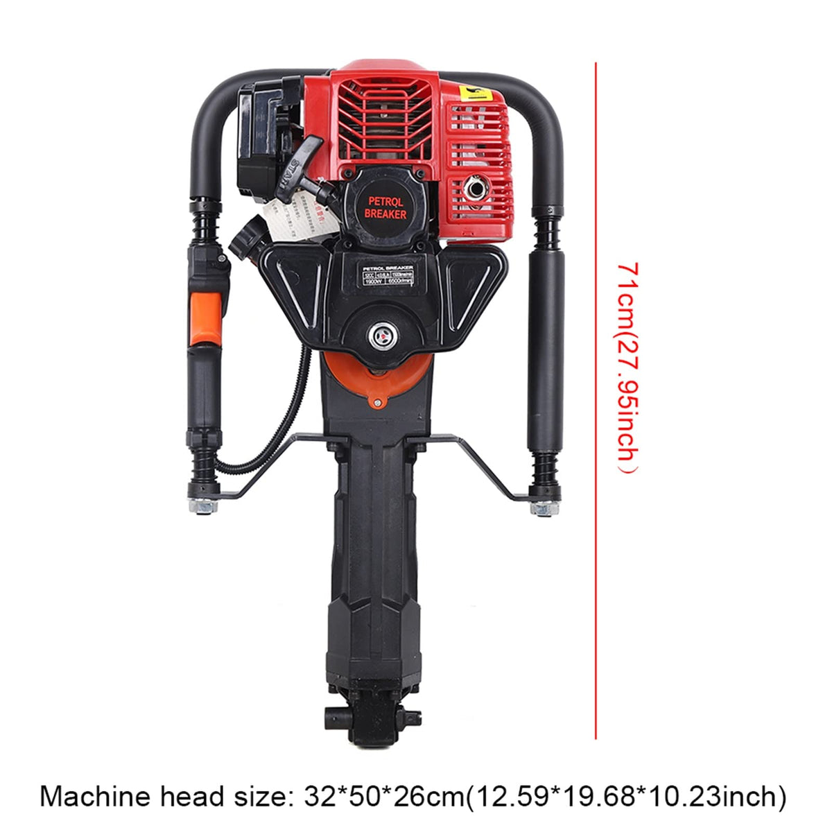 awolsrgiop Gas Powered T-Post Driver, 52cc 2-stroke Gasoline Engine Pile Driver Cylinder Portable Gas Powered Farm Fence Post Pounder Pile Driver Engine for Piling, Stone Breaking, Trenching, Ramming