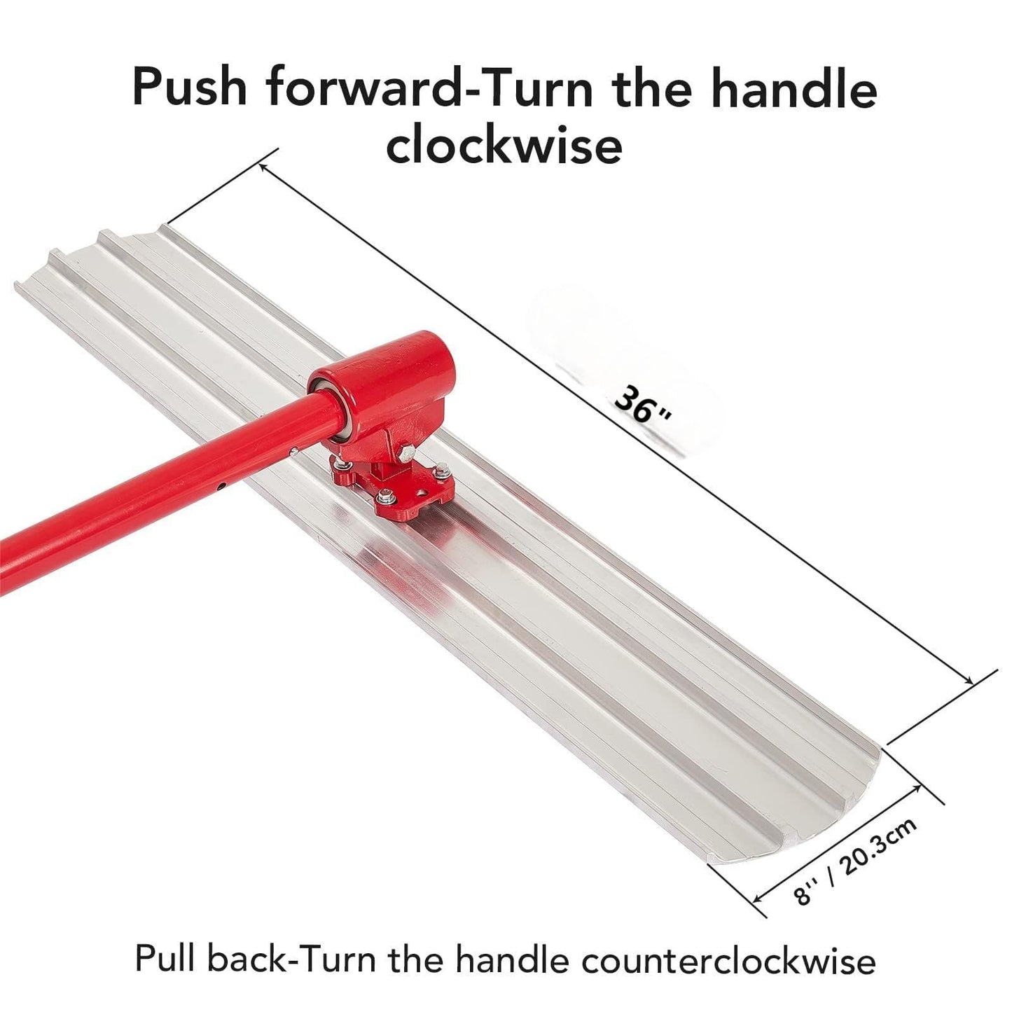 Bull Float Magnesium Concrete Float, 36 x 8" Round End Concrete Float Tool Cement Tool, Concrete Kit Bull Float with 4 Float Handle Bracket Concrete Tools Finishing(RED)