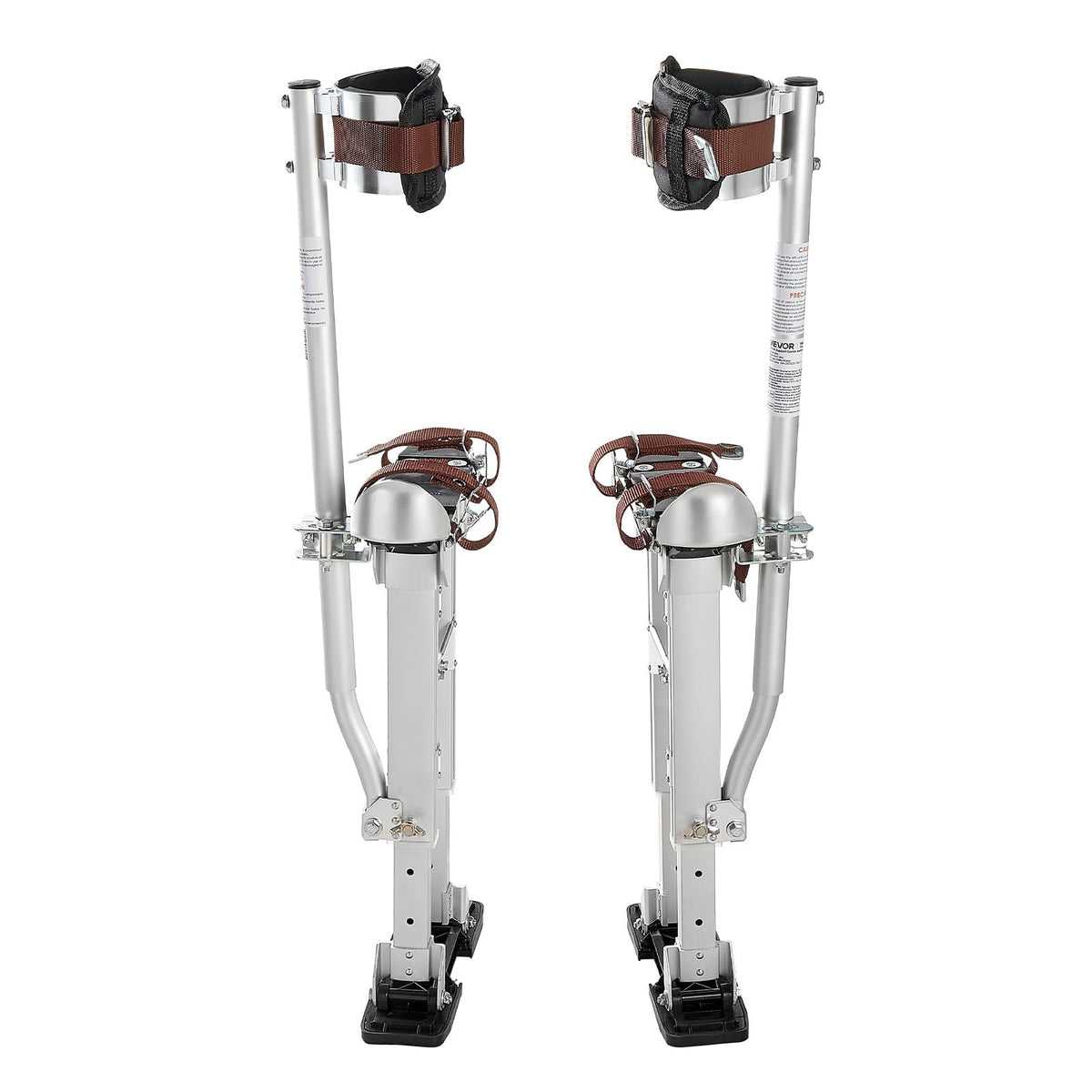VEVOR Drywall Stilts, 16.1–24.1 in Adjustable Aluminum Painter Stilts, 228 lbs Load Capacity, Non-Slip Rubber Feet, Dual Spring Shock Absorption, Comfortable Leg Straps for Painting, Decoration,Silver