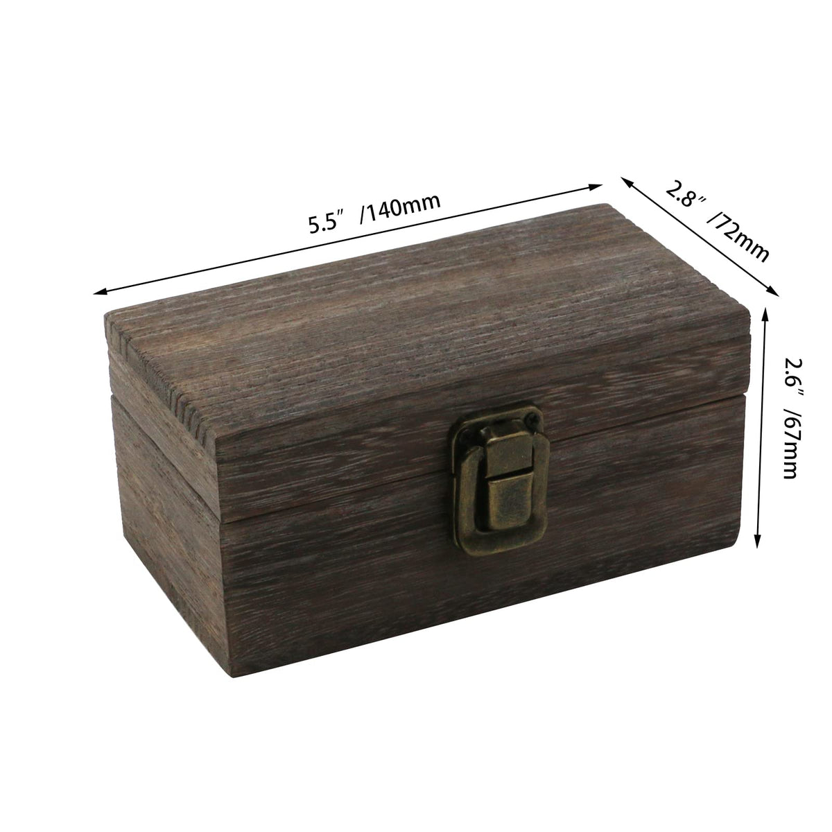Tighall Antique Wooden Box with Hinged Lid and Lock Rectangle Wooden Storage Box Decorative Wood Box for Crafts, Hobbies, Gifts, and Jewelry Box