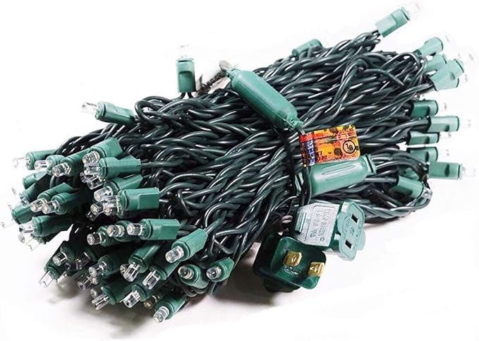 100 Counts Warm White LED Christmas Lights β 50ft 5mm White Christmas Lights Outdoor Commercial Grade Waterproof, Indoor Christmas Tree Decorations, Green Wire Mini String Lights, UL, IP:65