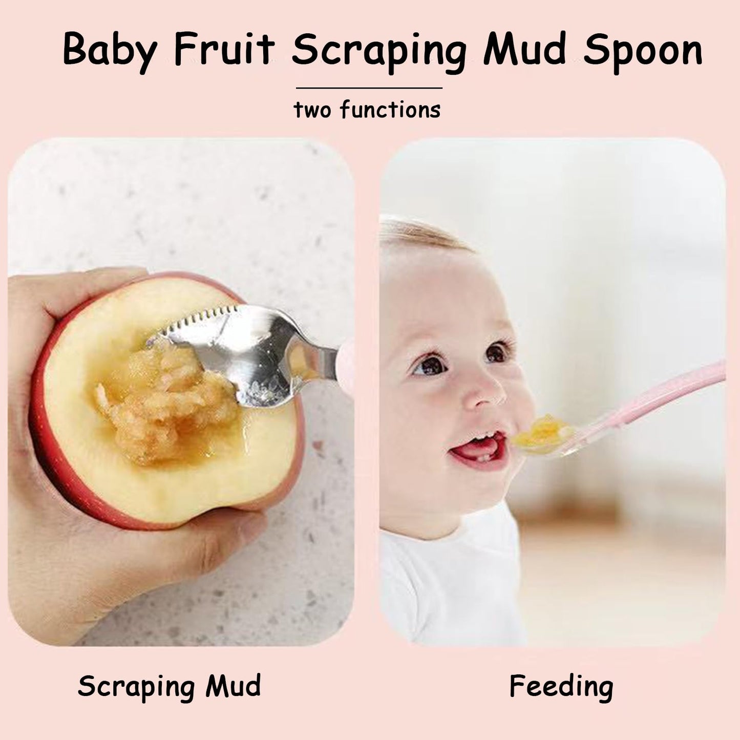 Double Head Baby Silicone Food Spoon (Green) - Fruit Scraping Mud Spoon, Feeding and Training Utensil for Infants, Baby Led Weaning Supplies