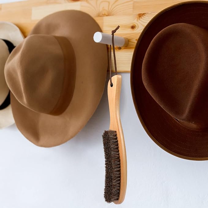 Patelai 2 Pcs Horsehair Felt Hat Brush Kit Lint Brush