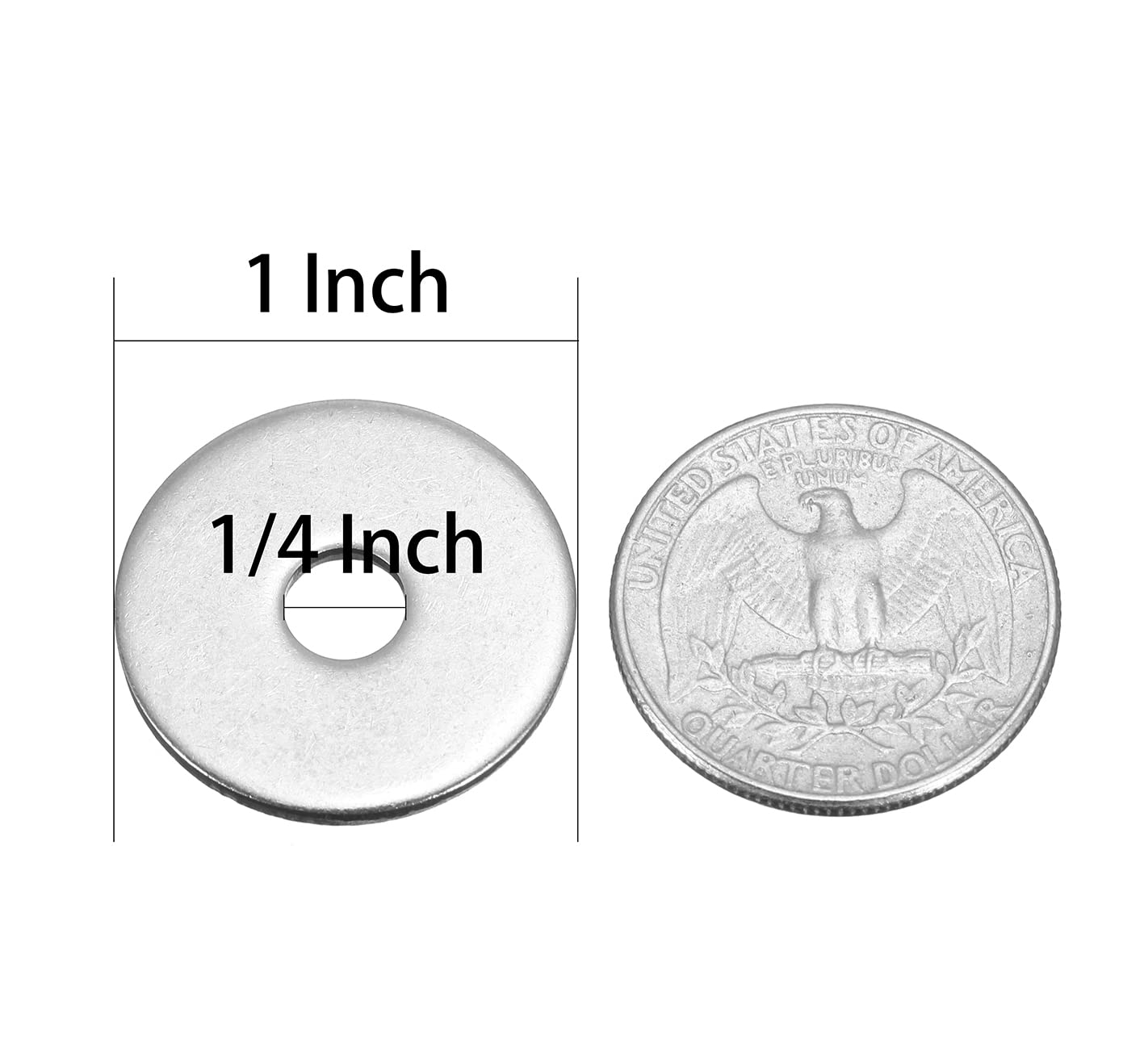 1/4" x 1" Stainless Fender Washer,18-8 (304) Stainless Steel Flat Washer,1/4" ID x 1" OD x 0.078" Thick(40Pcs)