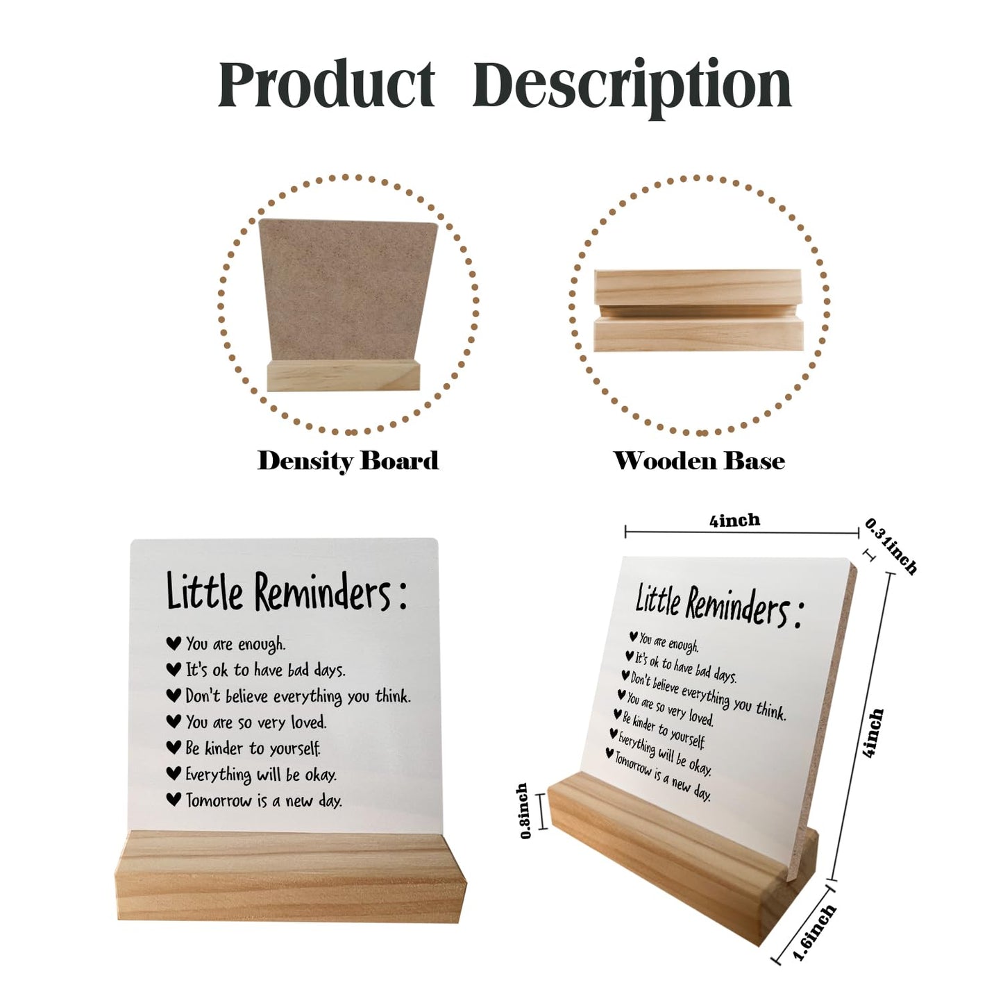grapehiker Little Reminders You are Enough Desk Plaque Sign with Stand,Dorm Signs for College Girls, Inspirational Signs Decor for Office Dorm Desk,Back to School Gifts for College Students Girls Boys