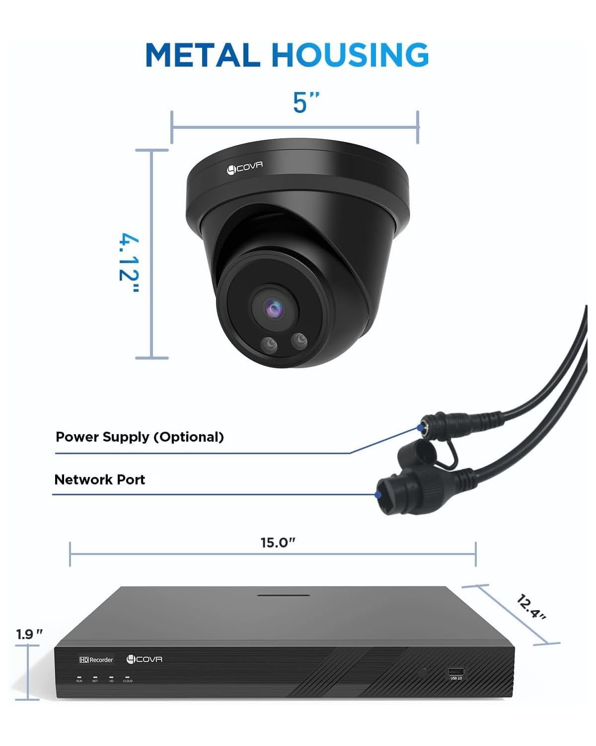 4COVR 16 Channel Security Camera System 4K, AI Human/Vehicle Detection, 8MP NVR 4TB HDD, 12Pcs 8MP Wired Commercial Dome IP PoE Camera IP67 Night Vision, Business Surveillance Outdoor, LY97AB8M1612