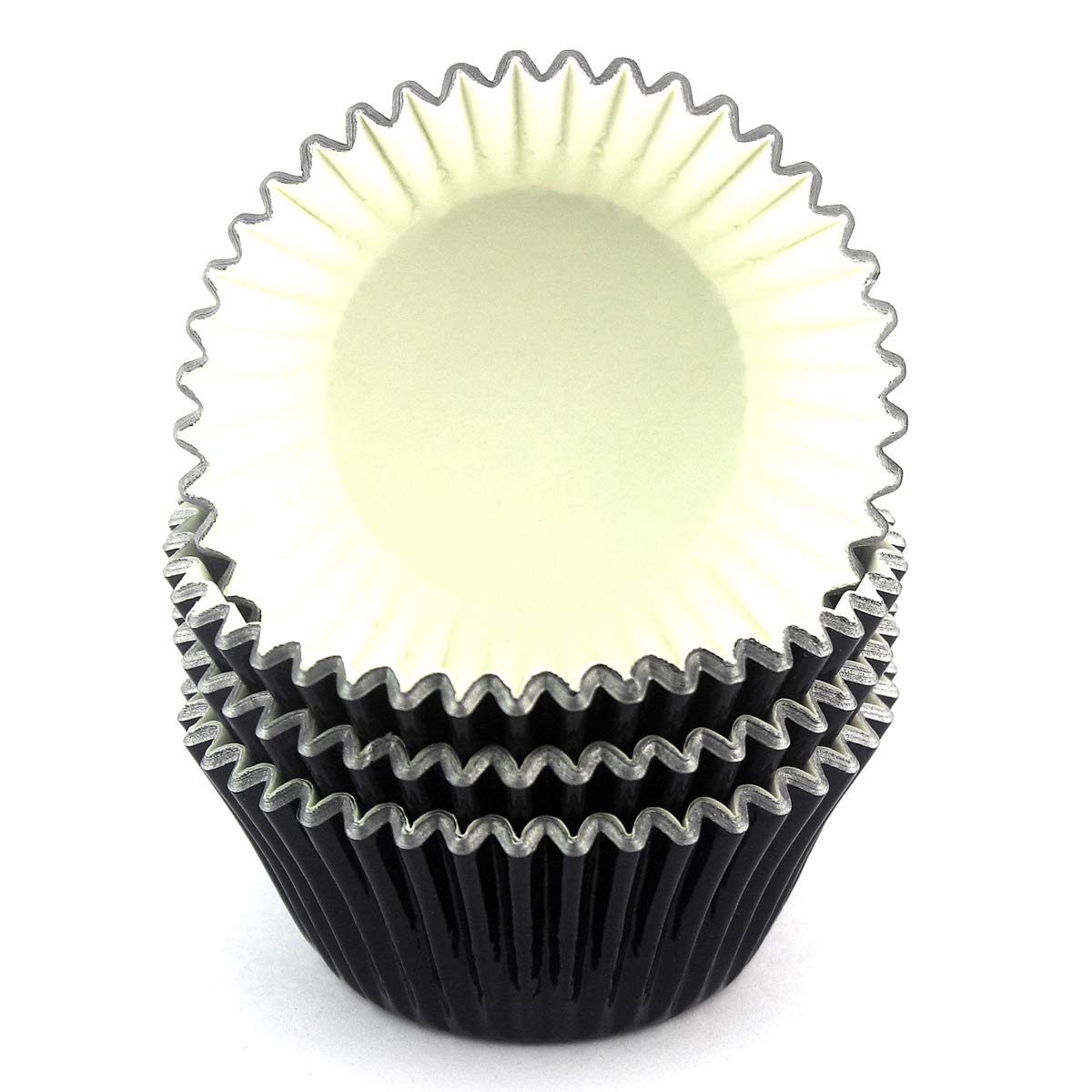 Eoonfirst Foil Cupcake Liners Halloween Party Standard Baking Cups 100 Pcs (Black)