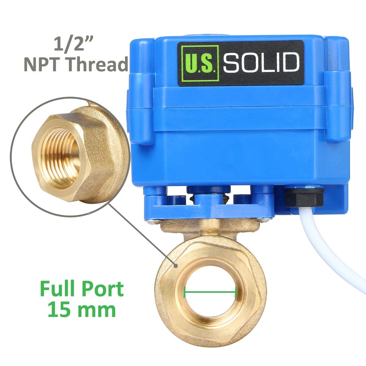 U.S. Solid Motorized Ball Valve- 1/2inches Brass Electrical Ball Valve with Full Port, 9-24V AC/DC and 3 Wire Setup(Pack of 12)