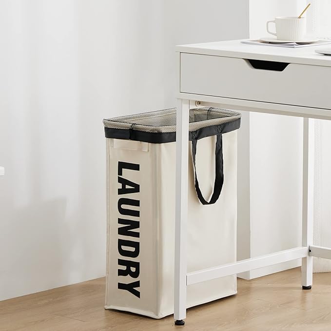 Slim Laundry Hamper with Removable Inner Bag and Side Handles, 45L Small