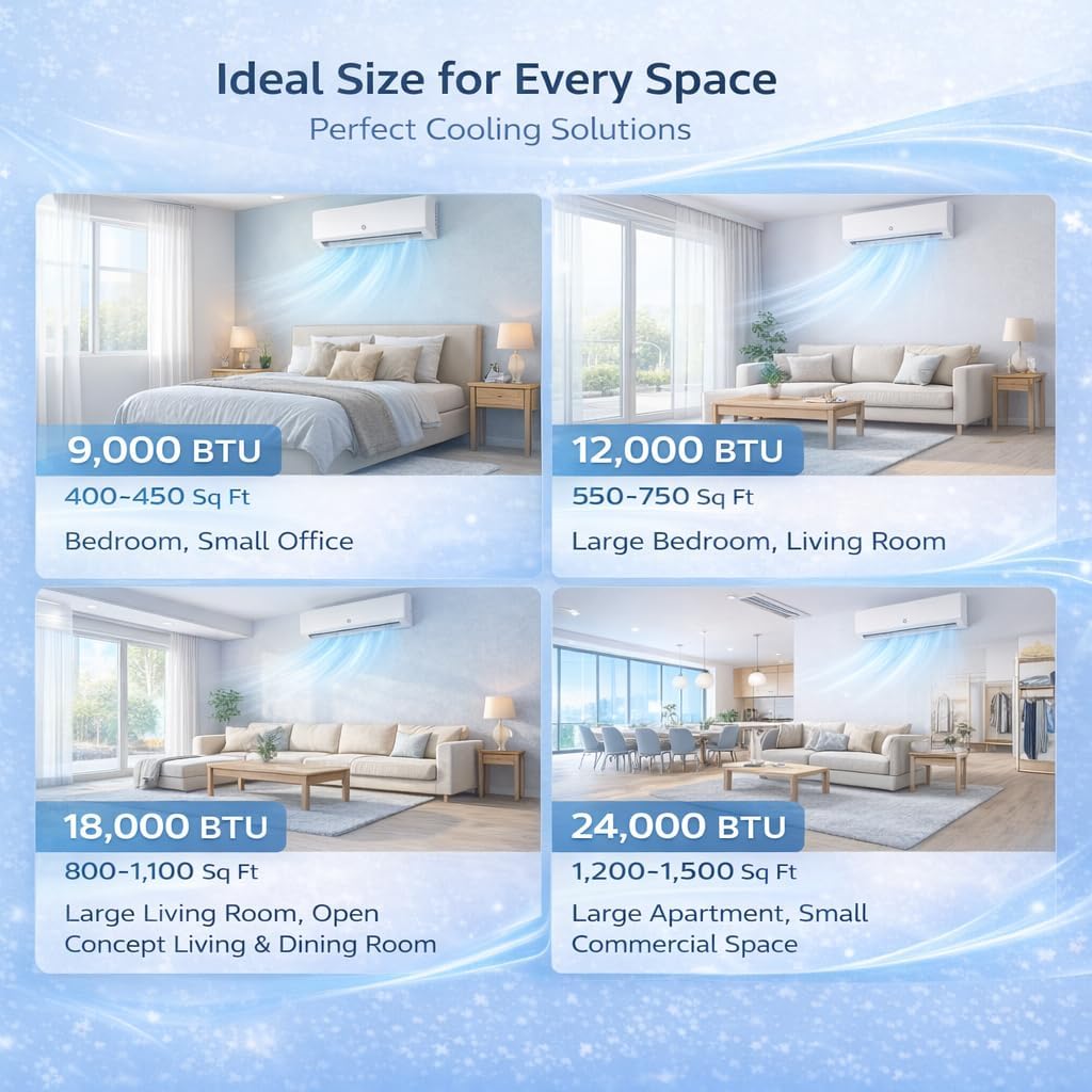 18,000 BTU Mini Split Air Conditioners, AC/Heating System, 21 SEER2, Quiet Operation, 230V WIFI Enabled Energy Efficient Mini Split Unit, Heat Pump & Installation Kits for Rooms Up to 1250 Sq.ft