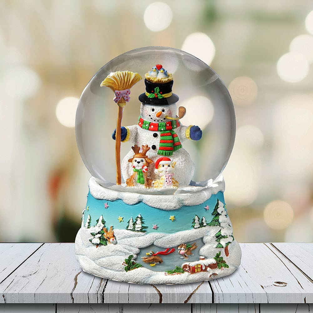 The San Francisco Music Box Gary Patterson Happy Holidays Snowman Snow Globe