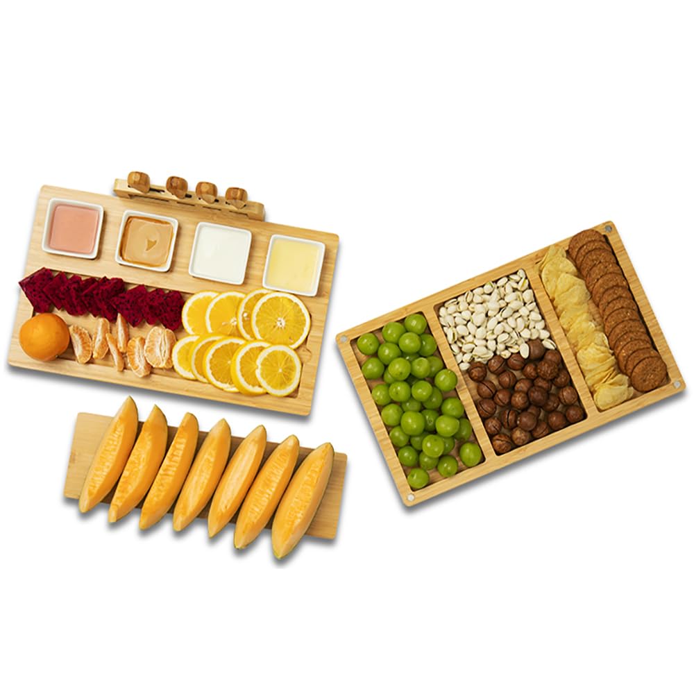 drmvalg Charcuterie Board Cheese Tray Set with Stainless Steel Knives, Slates and Bowls. Gift for Housewarming, Wedding Couple, Bridal Shower (cb001)