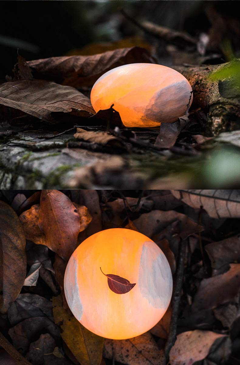 MIYA LIFE Selenite Lamp Hand Carved Stone Lamp Rechargeable Taplights Selenite Crystal Light with Dimmer (White/Warm/Yellow) for Bedroom Healing Natural Crystal Light (1 Piece, Round Taplight)