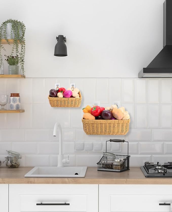 AceList Wall Hanging Basket, Boho Style Hand-Woven Hanging Storage Baskets