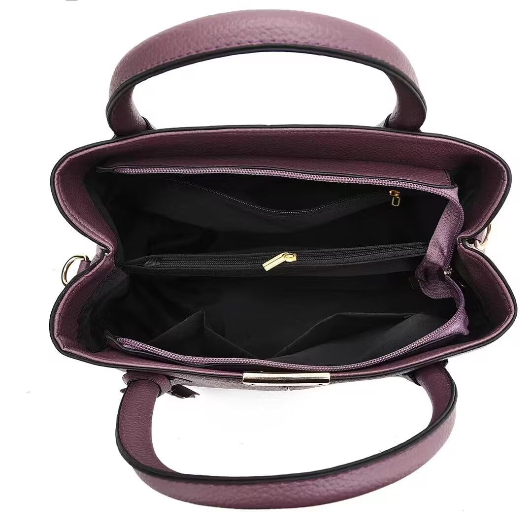 FiveloveTwo Women Classy Satchel Handbag Tote Purse Handle Bag Shoulder Bag DarkPurple