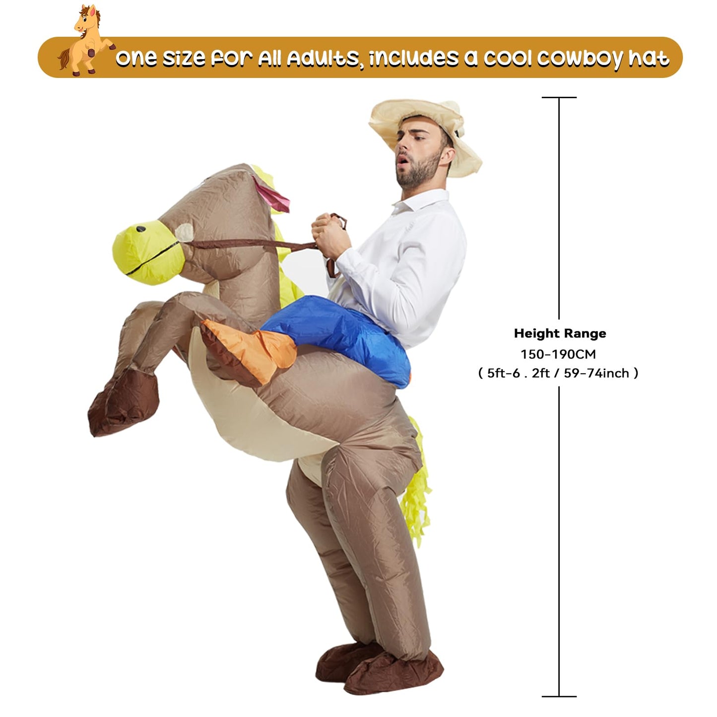 TOLOCO Inflatable Costume for Adults Cowboy Costume, Inflatable Horse Costume, Blow up Costume Adult Halloween Costumes