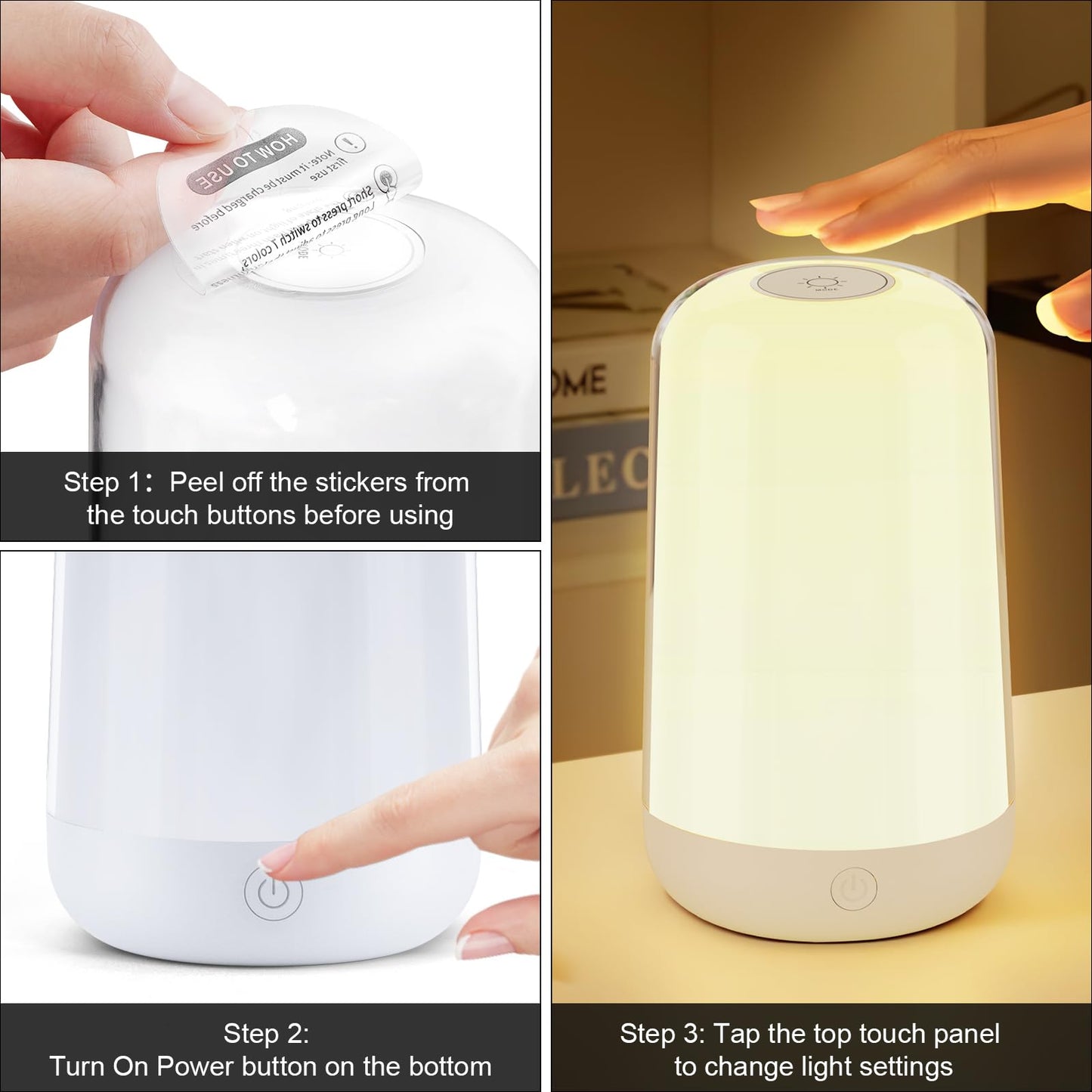 FRIDEKO HOME RGB Touch Bedside Lamp for Nightstand, 3 Color Temperatures Rechargeable Battery Night Light, Dimmable Mood Lighting for Bedroom Living Room Nursery, Breastfeeding, Kids, Adult