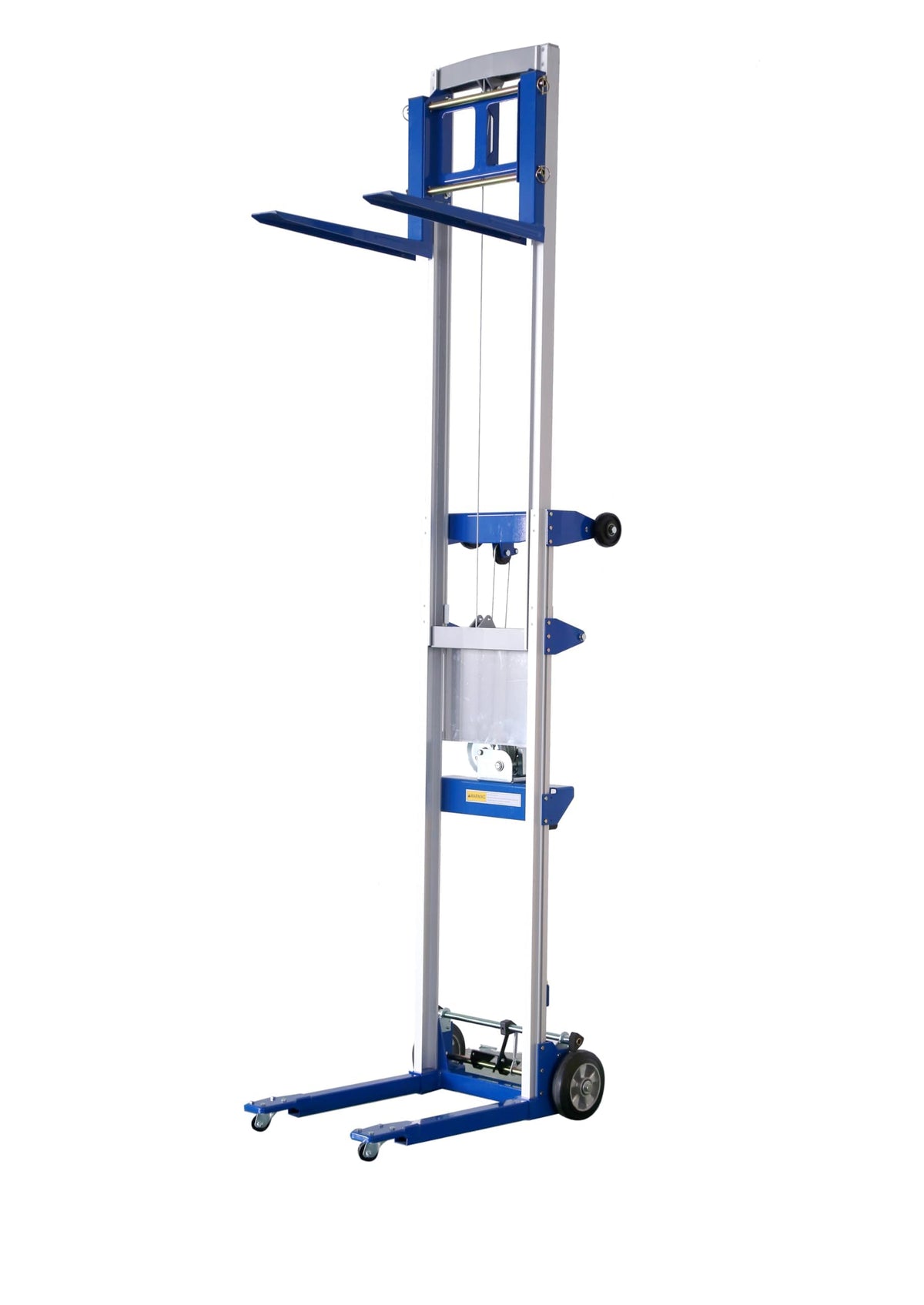 ELOMBR 122" Material Lift Winch Stacker, 400 lbs Capacity Manual Material Lifts, Fixed Straddle Material Lifter, Hand Winch Lift Trucks for Warehouse, Factory, Lightweight, 34.60" L x 24.80" W, Blue