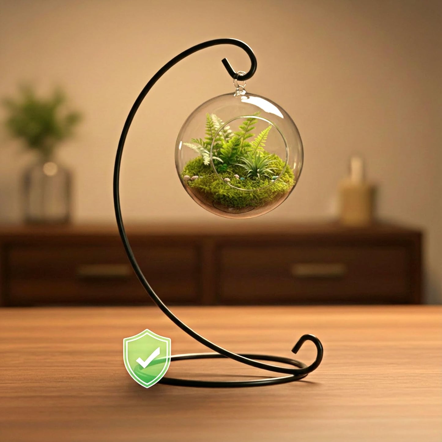 Xosjska 8 Pack 13in Black Ornaments Display Stands Glass Crystal Witch Ball Holder Glass Ball Ornament Holder Patio Planter Terrariums Iron Hanger for Large Art Craft, Display Terrarium Air Plant