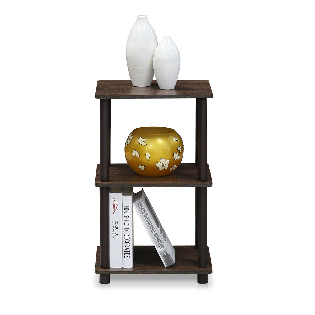 FURINNO Turn-N-Tube 2 Space Shelf, Walnut/Brown