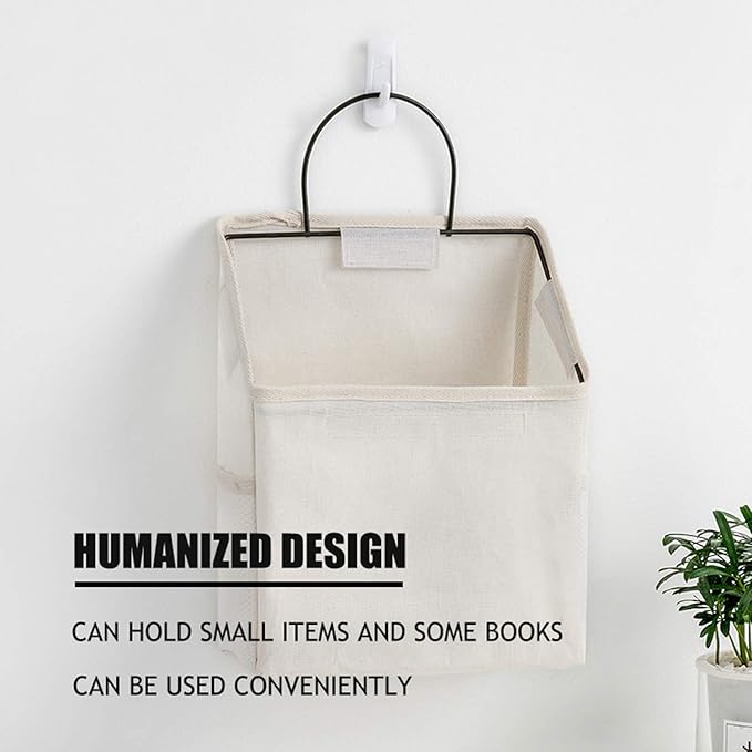 2 Pcs Wall-Hanging Storage Bags, Desktop Organizer Basket Cotton Linen Hanging