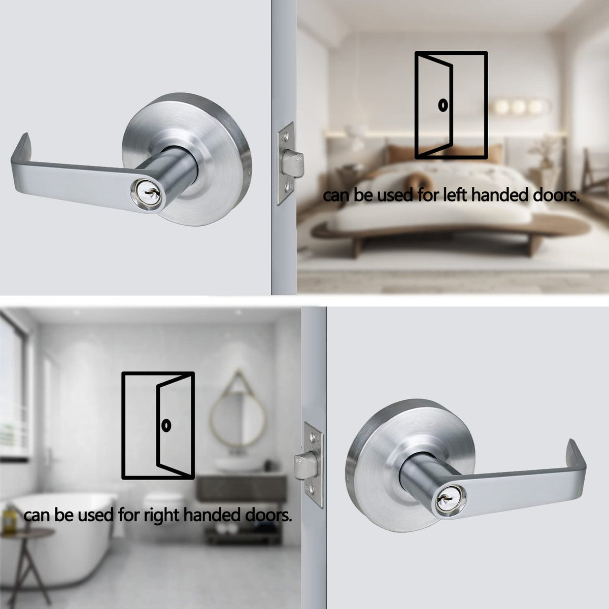 HISAFE Commercial Keyed Entry Door Handle & Commercial Privacy Door Handle