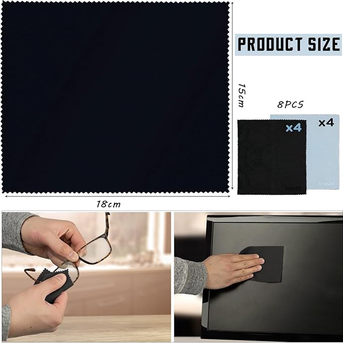 8-Pack Premium Microfiber Cleaning Cloths -Ultra-Soft, Streak-Free, Suitable